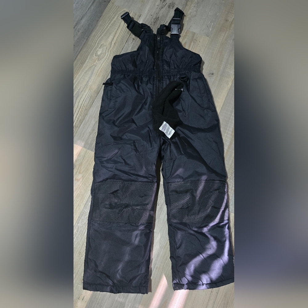 Kids Black Snow Bib Overalls - Picture 5 of 10